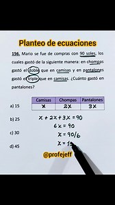 239K views · 9.7K reactions | ⛔ Planteo de ecuaciones ⛔ #matematicas #profejeff #retomatematico #algebra #ecuaciones #matematica | Profe Jeff | Facebook