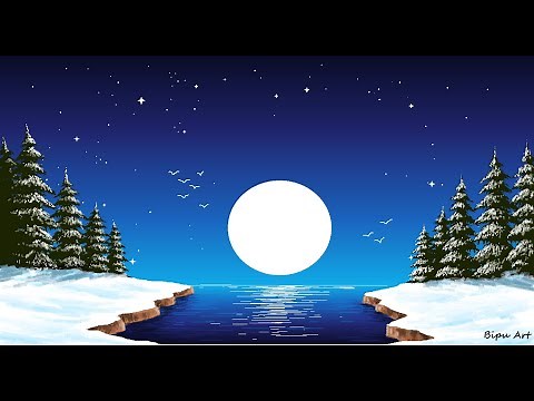Winter Scenery Drawing on Ms Paint | Ms Paint Drawing | paint in computer | How to draw in Ms Paint