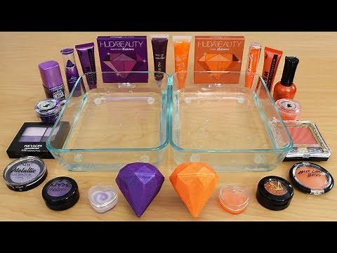 Purple vs Orange - Mixing Makeup Eyeshadow Into Slime! Special Series 185 Satisfying Slime Video