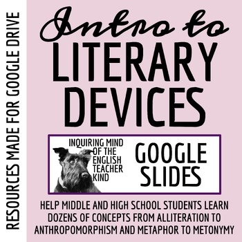 Review of Literary Devices Google Slideshow | Elements of Fiction | High School