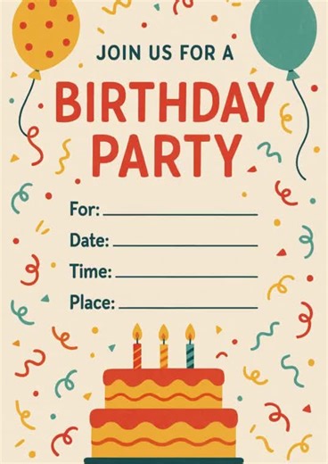 Printable PDF Birthday Invitation Card | A6 | 10,5 X 14,8cm - Etsy
