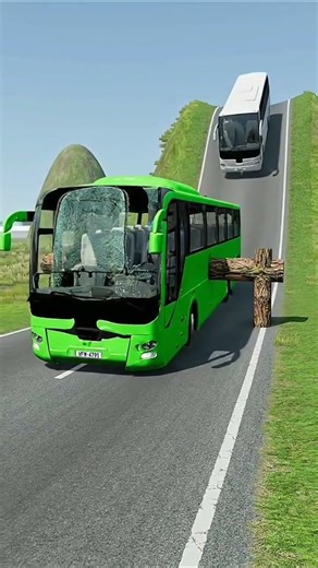 Mixed Colour Buses vs Logs Trap - BeamNG.drive
