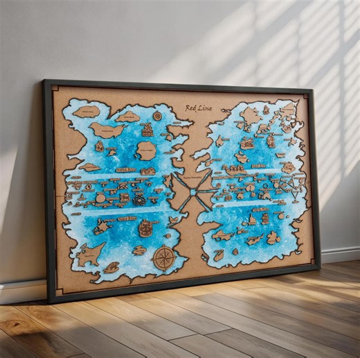 3D Wood One Piece Map - Grand Line & Red Line Hand Painted Wall Art - Multi-layer Wooden Anime World Map - Unique Pirate King Fan Gift Decor - Etsy