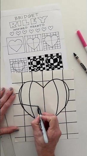 Valentine's Day Heart Inspired by Bridget Riley Drawing Tutorial - Art With Trista