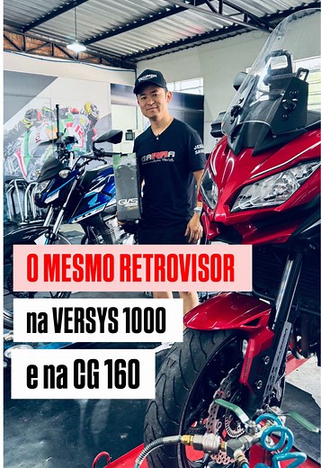 Versatilidade que fala 😎 Na Versys 1000 usamos o modelo Z400R, haste modelo original, prata E na CG colocamos o Z400 haste curta 90 graus, ruby Tem para todos os gostos 🔥😃 Valeu Gvs Sport 👊🏻 #motos #cg #hondacg #versys #kawasaki