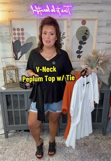 V-Neck Peplum Top Available in More Colors