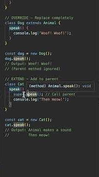 Method Overriding vs Extension #coding #frontendcourse #javascript