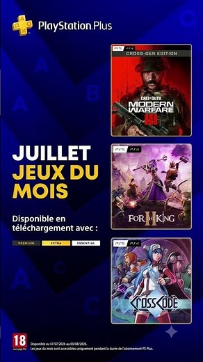 PlayStation Plus juillet 2026 - liste des jeux offerts sur PS5 et PS4