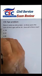 136K views · 2K reactions | Civil service exam reviewer / age problem #civilserviceexam2025 #civilservicespreparation #CSEReview | Arturo Infornon Malag Jr. | Facebook
