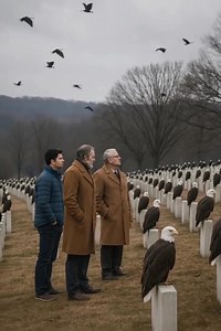 During the soldiers’ funeral, something extraordinary happened — dozens of eagles suddenly descended onto the gravestones, leaving the entire crowd in stunned silence. 😨😱 A hundred fallen heroes rested side by side, each marked by the same simple gravestone — a powerful reminder of unity, sacrifice, and unending honor. Families gathered on that cold autumn day, carrying flowers, photographs, and memories that weighed heavily on their hearts. As the moment of silence began, the cemetery grew co