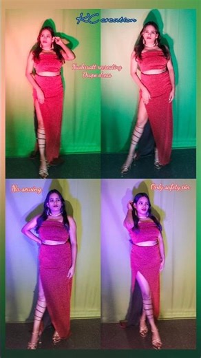 nushrratt bharuccha recreating drape dress/no sewing/only safety pin !