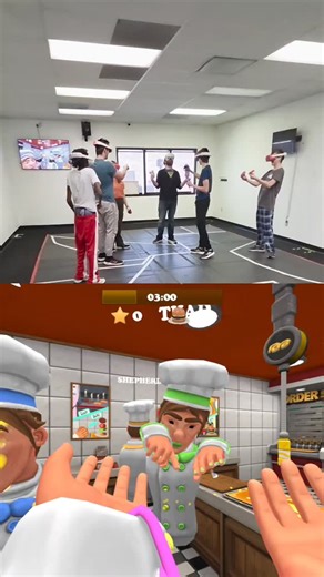 Level Up Virtual Reality on Instagram: "That kitchen went from zero to 100 real quick! 👨‍🍳🔥 There is nothing quite like the chaotic energy of a multiplayer VR kitchen—where "keeping it clean" usually lasts about five seconds before the mustard starts flying. ​Whether you’re actually trying to hit those orders or just causing culinary mayhem with the squad, VR gaming hits different when you’re all in the same room. ​Hashtags ​The Essentials: #VR #VirtualReality #VRGaming #ChefLife #kitchenchao