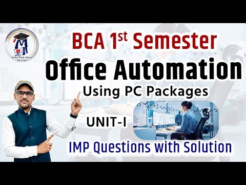 BCA 1st Sem Office Automation Unit-1 | Word Processing IMP Questions with Solutions (Hindi)