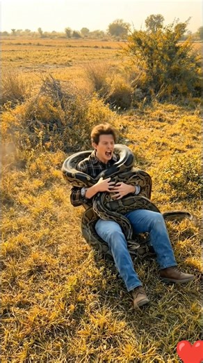 Two peasant girls rescue a boy from a python. #animals #rescue #humanity