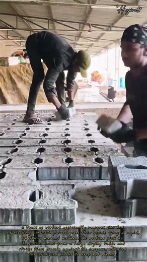 Demolding interlocking concrete pavers through a high-speed, synchronized manual technique