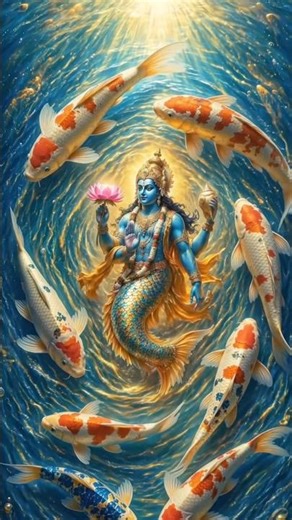 Matsya Avatar of Lord Vishnu | Divine Koi Fish Cosmic Art | Spiritual 4K Visual Meditation