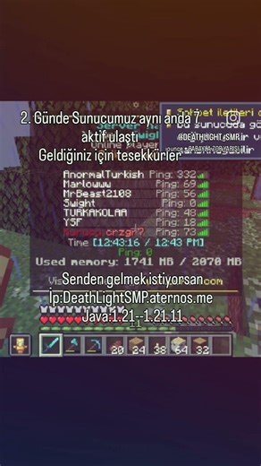 WHITE LISTD YOKTUR#smp#minecraft#java#mc#sunucu#aternos#iyideneyim#Deathlight#hytale#Herobrine#java
