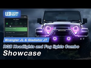 LED Factory Mart Jeep RGB Headlights and Fog lights Combo for Wrangler JL & Gladiator JT