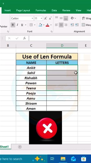 Computer 🖥️ Shortcut key for character Count Len Formula in Excel #shorts #usa
