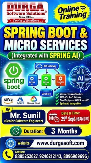 SPRING BOOT & MICRO SERVICES Online Training @ DURGASOFT #durgasoftware #springboot #microservices