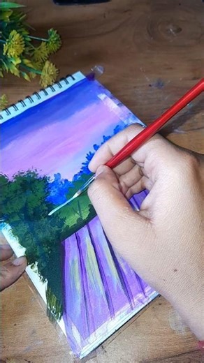 night scenery painting beautiful art 🎨 #art #viralshort #acrylicscenery