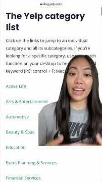 Yelp Business Page Categories