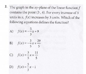 2. The graph in the xy-plane of the linear function f contains ... | Filo
