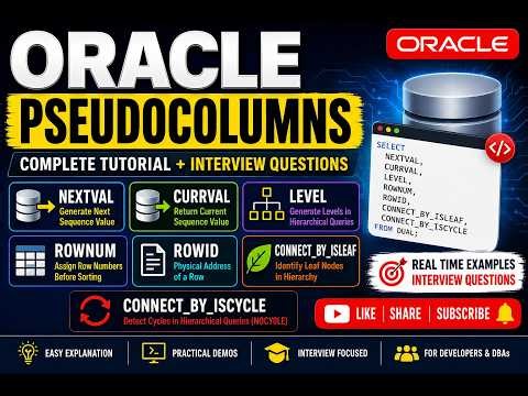 Oracle Pseudocolumns Explained | NEXTVAL, CURRVAL, LEVEL, ROWID, ROWNUM| Oracle SQL Tutorial
