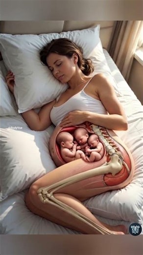 Triplet Pregnancy and Baby Positioning: 3D Medical Animation #pregnancyjourney #anatomy #shortvideo