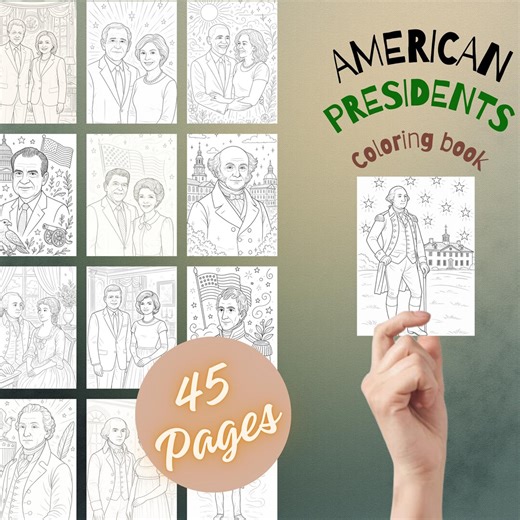 American Presidents Coloring Pages | U.S. History Printable PDF | Presidents Day Activity | Classroom & Homeschool Coloring Book - Etsy