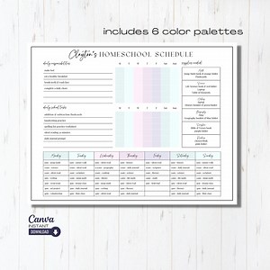 Editable Homeschool Checklist: Daily Schedule Template (canva & PDF) - Etsy