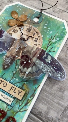 Rusty Mixed Media Moth Tag