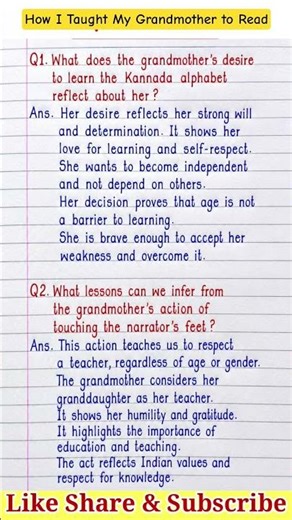 how i taught my grandmother to read class 9 question answer | kaveri class 9 ch 1 question answer