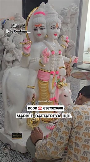 Painting work in process on Pure Marble DATTATREYA idol at 50 inches ( 4.25 feet ) in Size.. . About us 👇 MRM MOORTI ART JAIPUR ☆ Pure Marble idols.. ☆ Best in Quality.. ☆ Attractive Painting.. ☆ Custumisation service.. ☆ Worldwide Shipping.. ☆ Safily Packaging ☆ Reasonable price.. . Book your order on ☎️ 6367929608 . Follow us on :- @mrm_art_jaipur . Location:- Sanjay Nagar Niwaru Road Jhotwara Jaipur Rajasthan 302012 . Hashtags #️⃣ #painting #marblemoorti #dattatreya #brahmavishnumahesh #diet