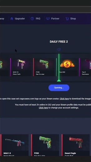 Opening daily free cases on csgocases.com 3