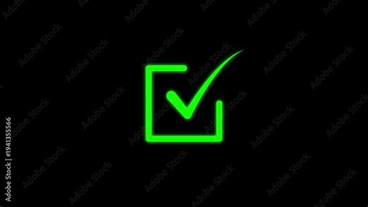 Check mark animation. check mark animation motion. Animated tick mark icon with circle loading animated on a black background approved animation