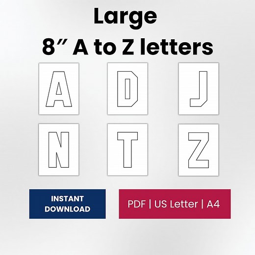 Large 8-inch Alphabet Letter Templates A–Z – Uppercase Printable PDF for Classrooms, Teaching, and Crafts. - Etsy