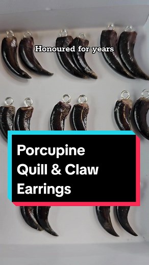 Handmade Porcupine Quill & Claw Earrings by Resilient Inuk Creations