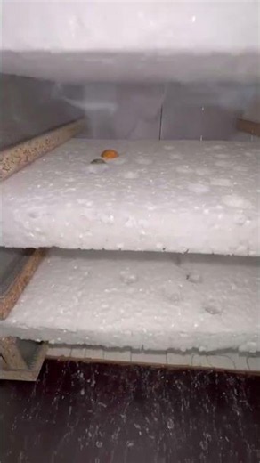 Hot Iron Balls vs Styrofoam tower 🔥. #shorts #asmr #experiment