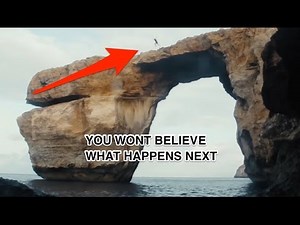 Malta -Gozo Azure window, last jump ever, as it starts to collapse