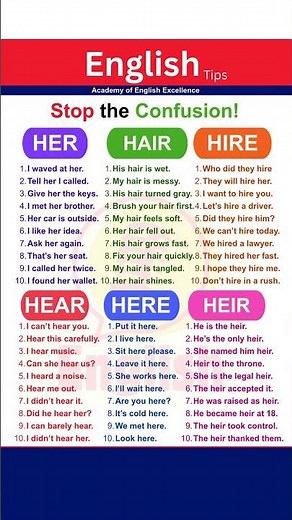 Her vs Hair vs Hire vs Hear vs Here vs Heir – Master These Confusing English Homophones