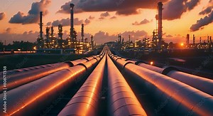 Operating Oil and Gas Pipeline for Refining and Transportation. Concept Oil and Gas Operations, Pipeline Refining, Transmission Logistics, Resource Management