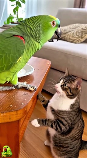 Parrot vs Cat… this got personal 😭🦜🐱 #funny #talkingparot #parrot #cat