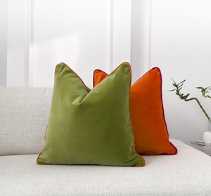 Velvet Moss Green Piped Pillow Covers, Custom Size Piping Pillow Covers (12 Color Options) - Etsy