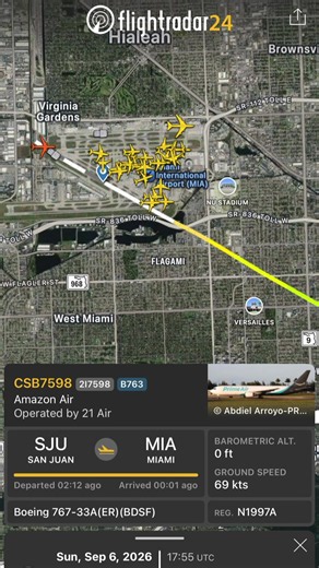 CSB7598 incident just moments ago in Miami. #miamiairport #amazon #flightradar24 #aviationlovers #boeing