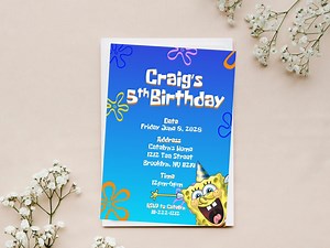 Spongebob Inspired Birthday Invitation - Etsy
