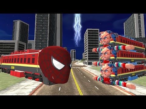 Chucky The killer doll train vs spider man train - Indian bike driving 3d game||