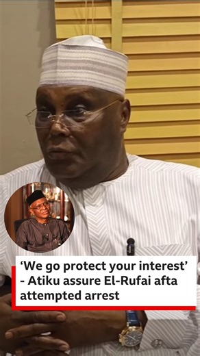 Former Nigeria Vice President Atiku Abubakar tok say im and odas go protect di interest of di former Kaduna State Govnor Nasir El-Rufai. Atiku for video condemn di attempted arrest of El-Rufai by security agents for di Nnamdi Azikiwe International Airport on Thursday 12 February. Di security agents bin attempt to arrest El-Rufai for di Nnamdi Azikiwe International Airport for Abuja, di capital of Nigeria, shortly afta e arrive for di kontri from Egypt, and di incident bin lead to gbas-gbos. For 