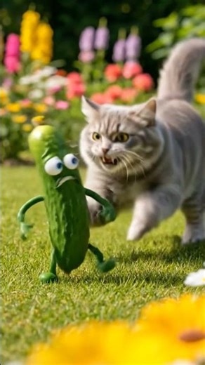 The Cat Who HATED Pickles: A Vicious Rivalry 🥒😼 #DreamScreenAI# #funny #cat
