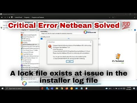 NetBeans 12.4 uninstalling Critical Error | A lock file exists at | issue in the installer log file